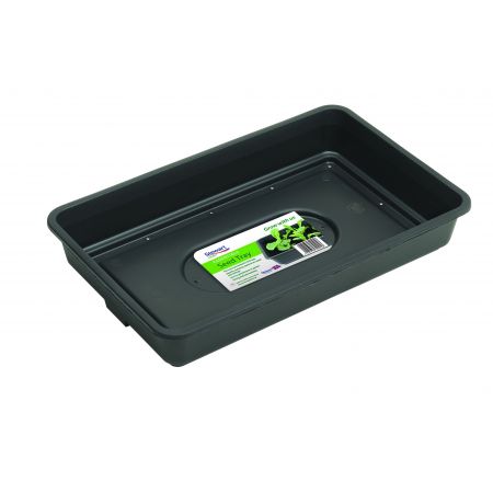 38cm Essentials Seed Tray (with holes) Black