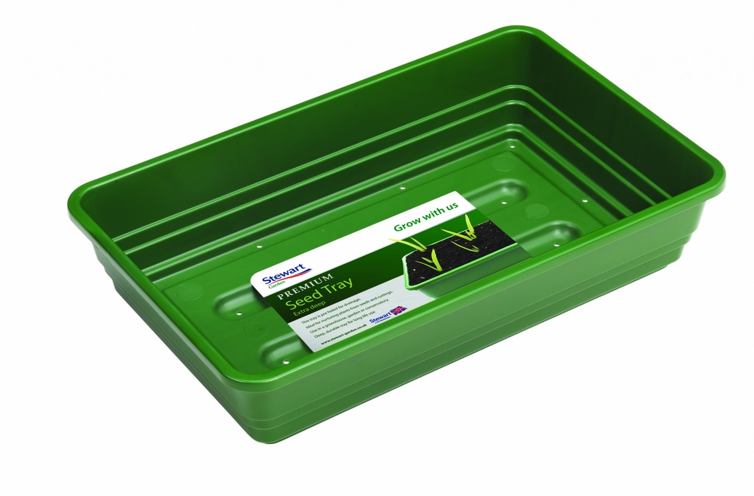 38cm Premium Extra Deep Seed Tray (with holes) Green Welland Vale