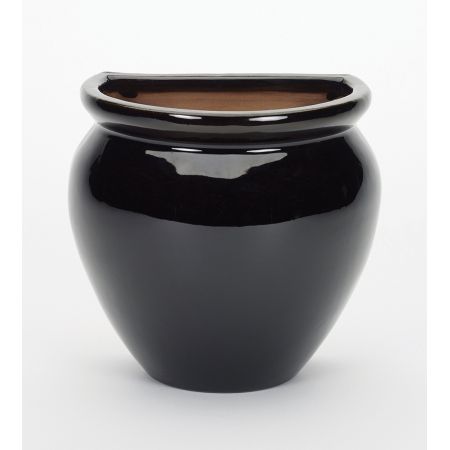 Black Glazed Jar Wall Pot 29cm
