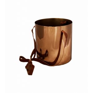 Copper hanging planter with leather strap 15cm