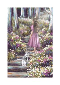 Girl & Cat In Woodland