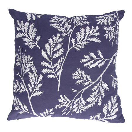 Indigo Embroidered Fern Cushion w Pad