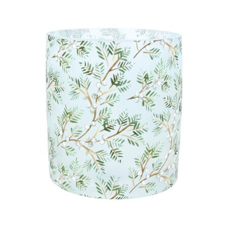 Opaque Glass Nite Lite Pot with Fir White Berries,