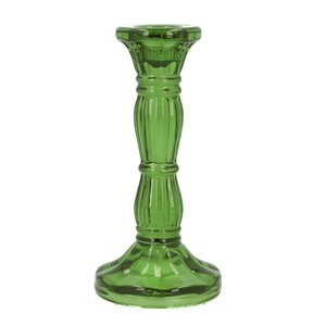 Green Glass Moulded Candlestick