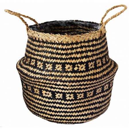 Seagrass Tribal White Lined Basket Medium D35 x H30cm