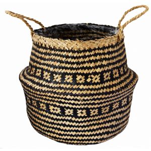 Seagrass Tribal White Lined Basket Small D30 x H25cm