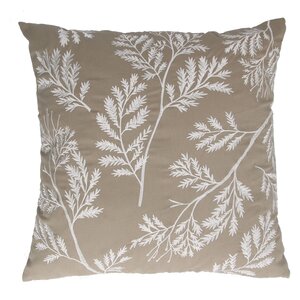 Taupe Embroidered Fern Cushion w Pad