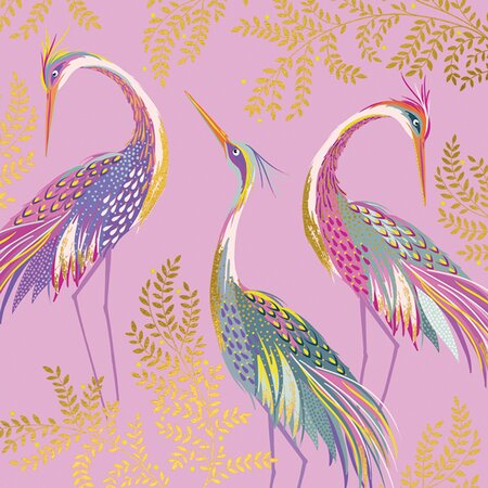 Three Cranes On Pink