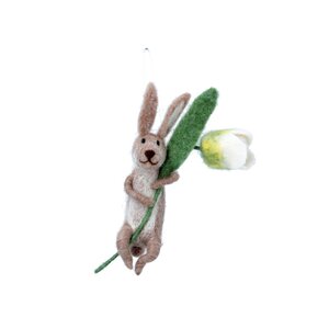 Wool Mix Dec 16cm - Brown Bunny w/Tulip